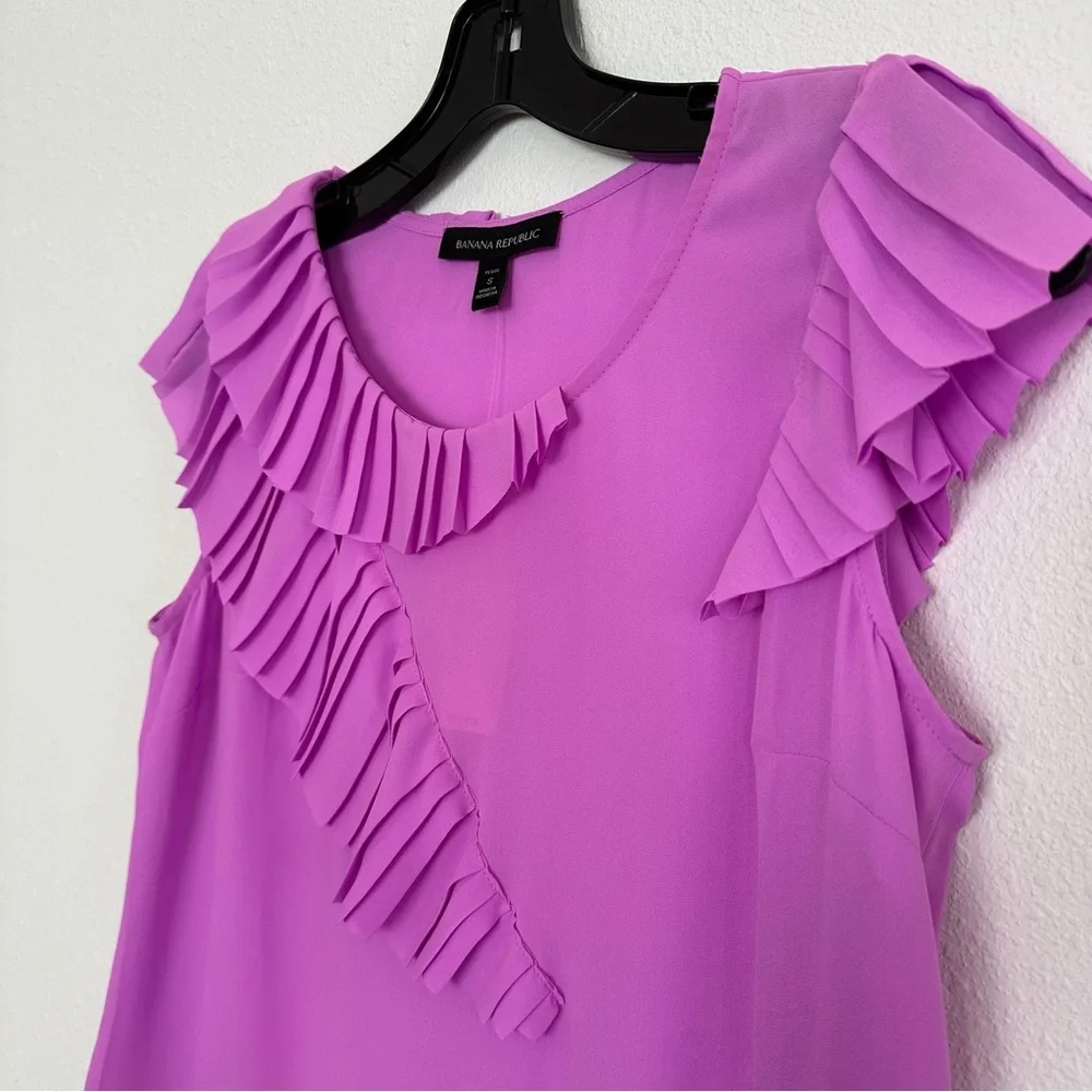 NWT Banana Republic pink/lavender ruffle top - Picture 4 of 14